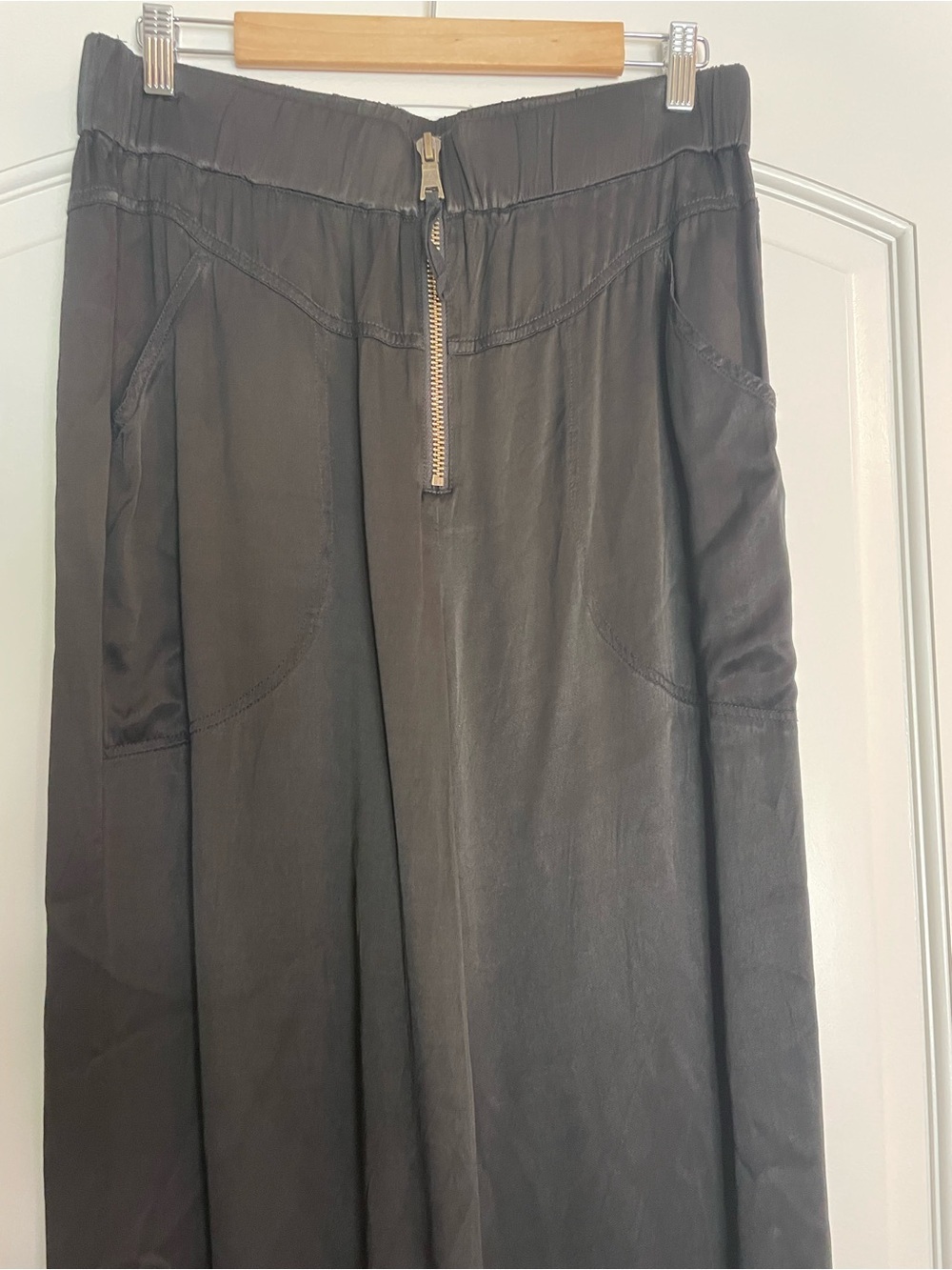 Marrakech Angelique Women's Black Cupro Wide-Leg Pants M Zip Waist - Picture 2 of 10